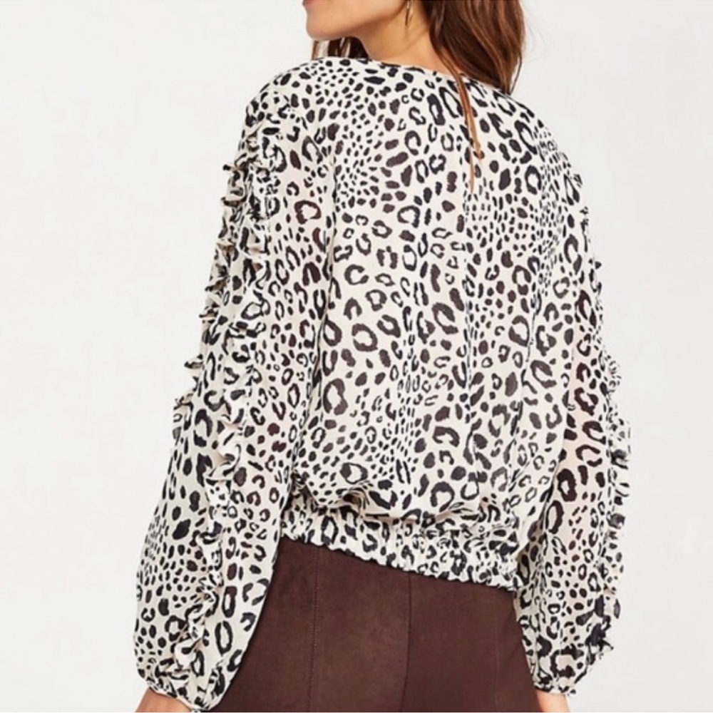 Ann Taylor Leopard Ruffle Sleeve Blouse